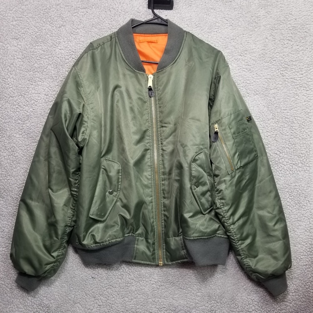 Vintage Rothco Bomber Jacket XL Mens Green Nylon Olive Lined Ma-1 Military